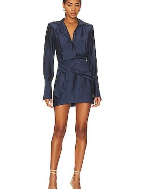 Sabina Musayev Dresses & Skirts - SABINA MUSAYEV Navy Blue Long Sleeve Mini Dress - Size S